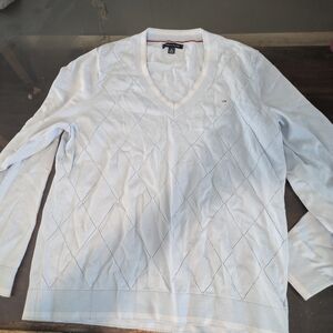 Women's V-neck Long Sleeve Sweater. Light Blue XL